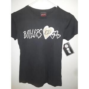 PURDUE WOMENS Tshirt, gold/black glittery, size Medium college sports, bag401